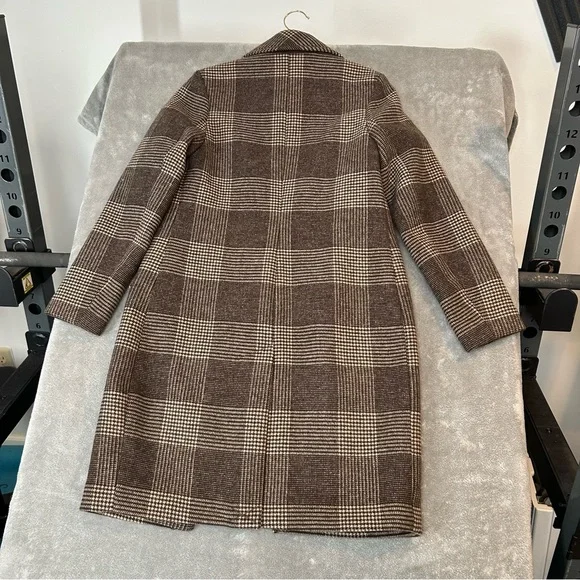 Abercrombie & Fitch The A&F Dad Coat Plaid Brown Long Overcoat Women's XXSP - Picture 5 of 16